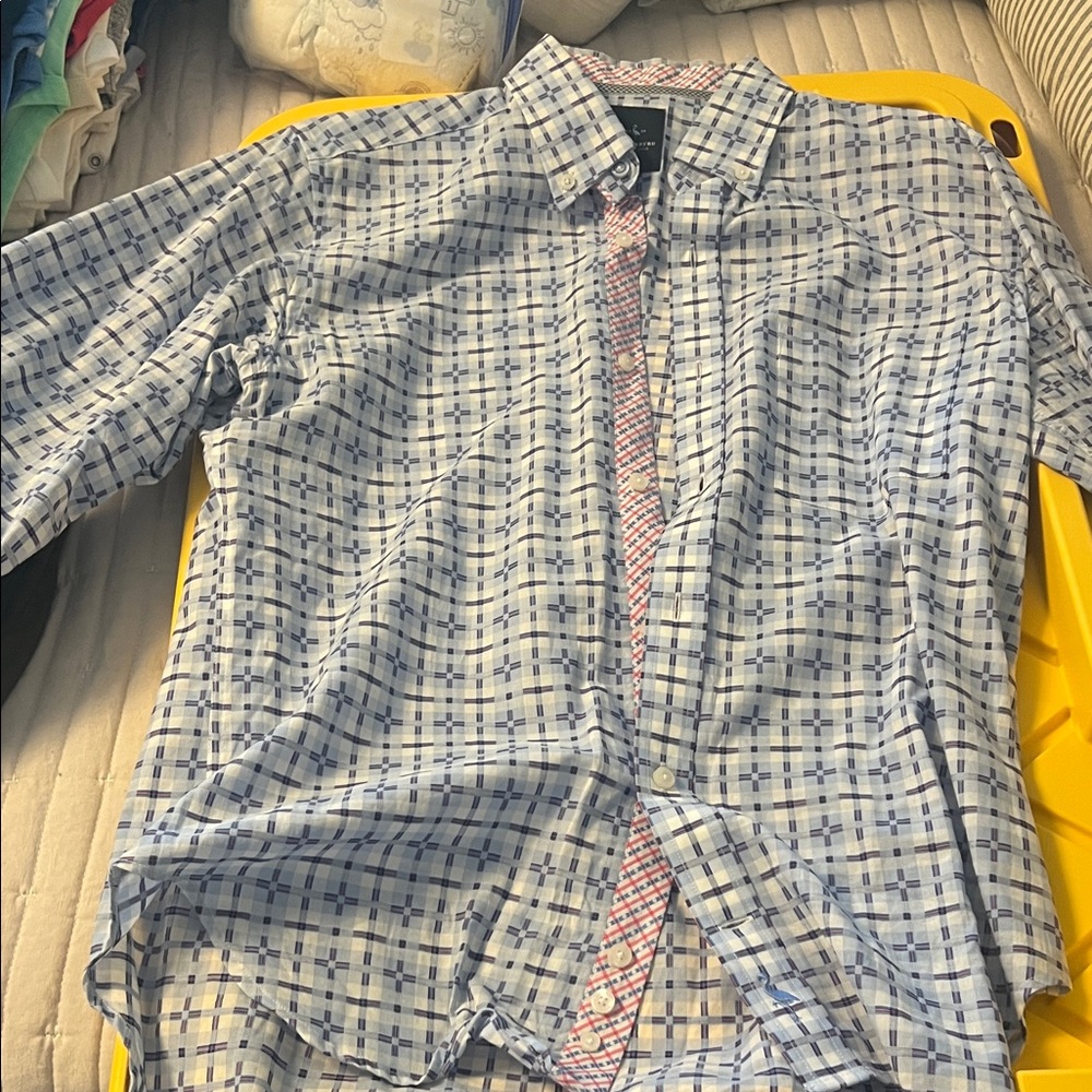 Tailorbyrd Blue and White Checkered Dress Shirt